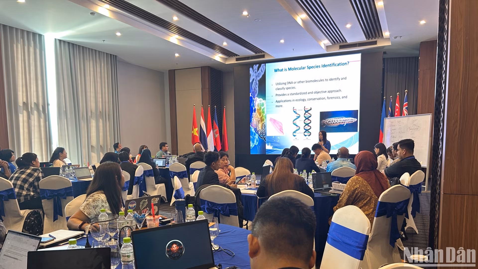 Quang cảnh một buổi trao đổi trong khuôn khổ Chương trình Chống khai thác thủy sản IUU và thúc đẩy nghề cá bền vững ở Đông Nam Á. (Ảnh: HẢI YẾN)