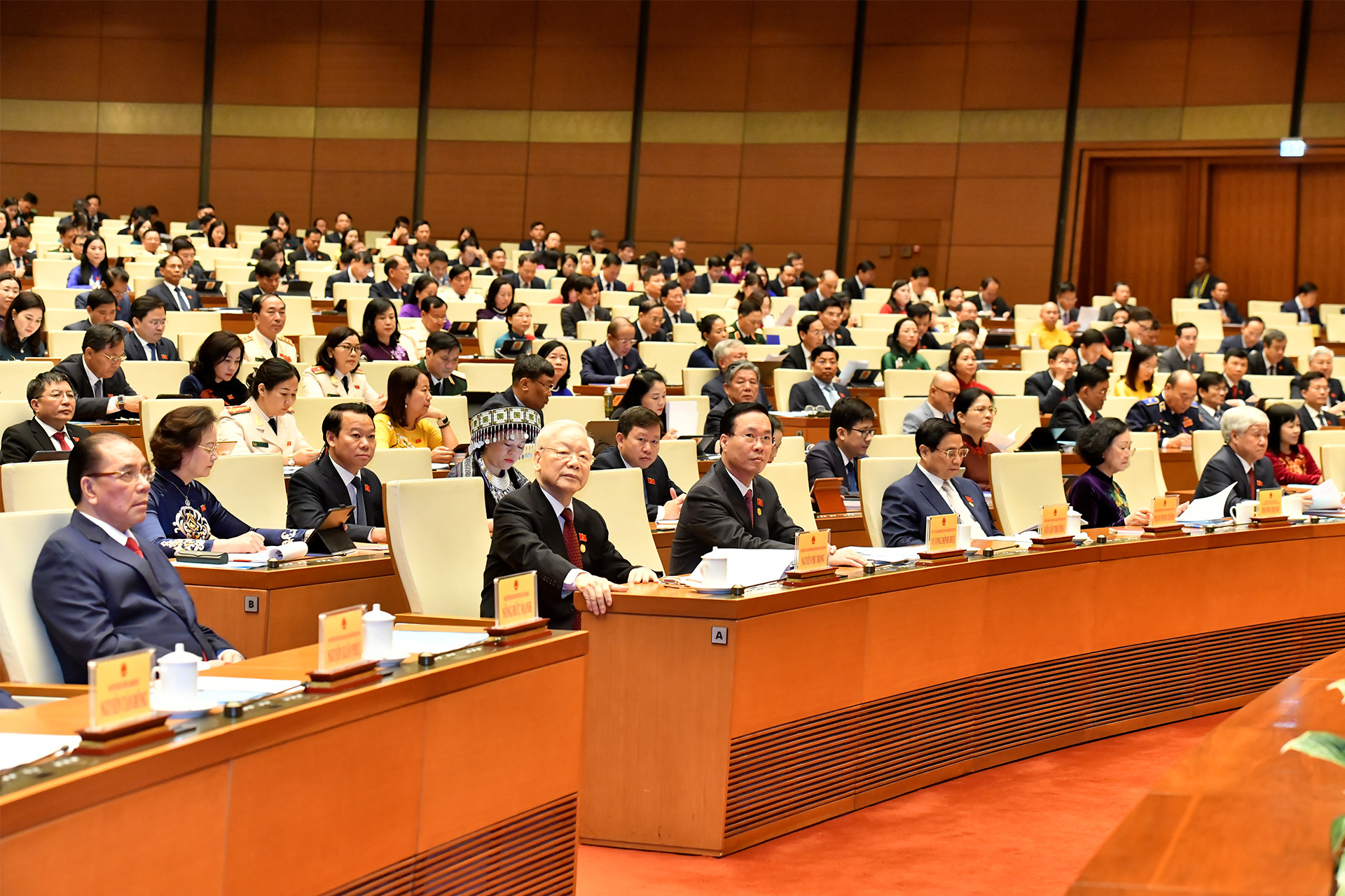 Tổng Bí thư Nguyễn Phú Trọng cùng các đồng chí lãnh đạo, nguyên lãnh đạo Đảng và Nhà nước dự Lễ khai mạc Kỳ họp thứ 6, Quốc hội khóa XV.