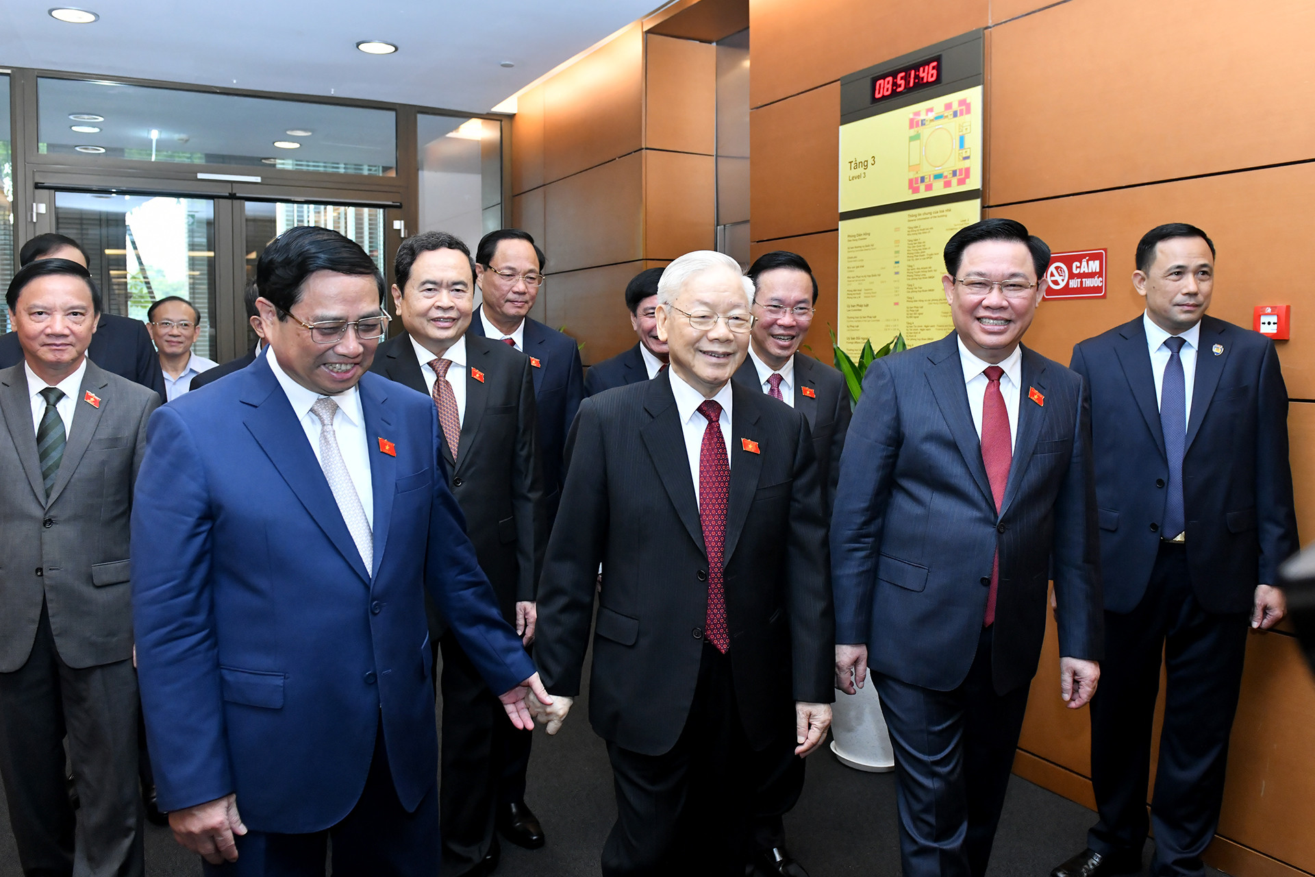 Tổng Bí thư Nguyễn Phú Trọng cùng các đồng chí lãnh đạo Đảng, Nhà nước đến dự phiên khai mạc Kỳ họp thứ 6, Quốc hội khóa XV.