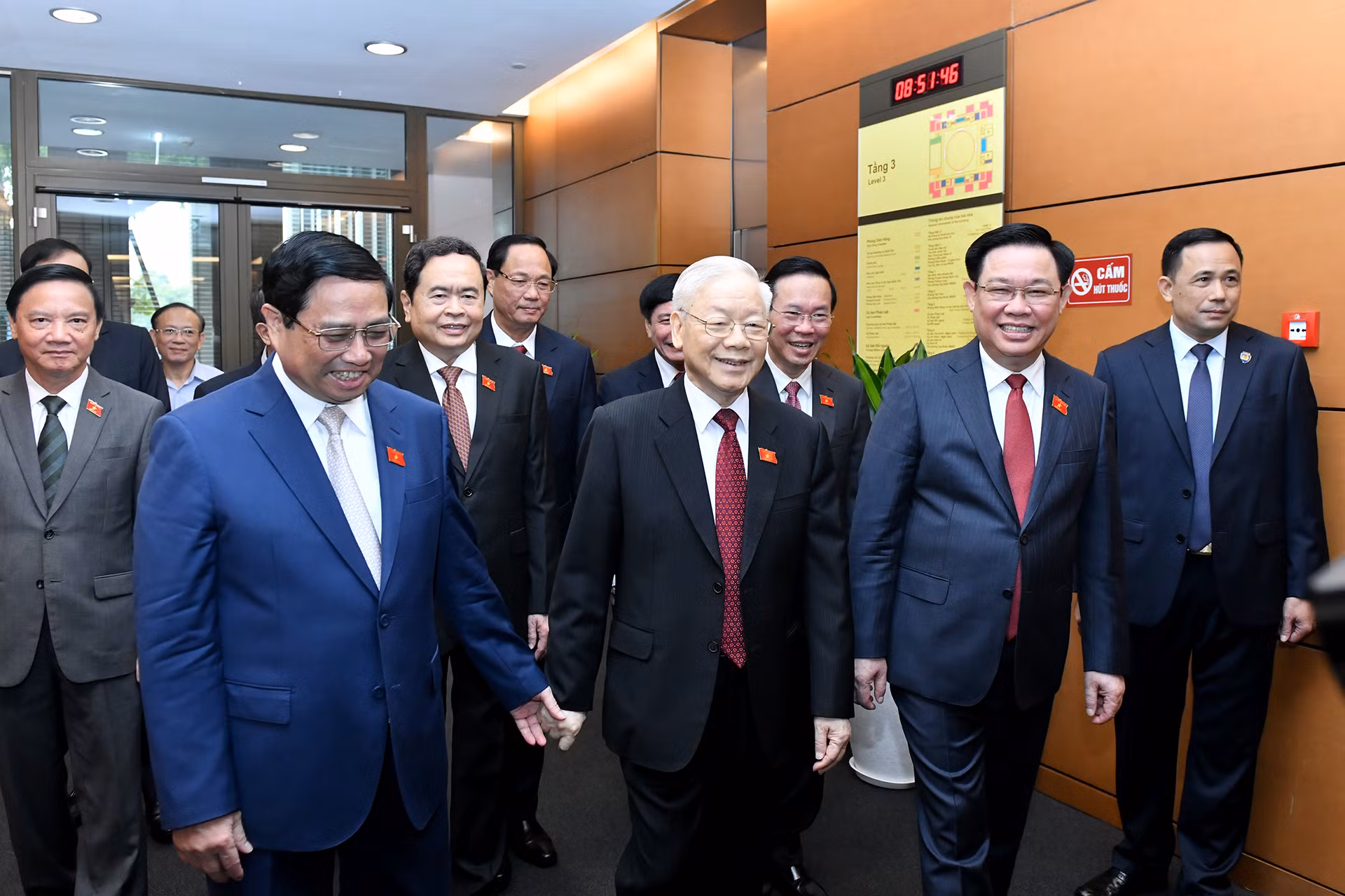 Tổng Bí thư Nguyễn Phú Trọng cùng các đồng chí lãnh đạo Đảng, Nhà nước đến dự phiên khai mạc Kỳ họp thứ 6, Quốc hội khóa XV.