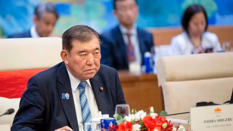 Thủ tướng Nhật Bản Ishiba Shigeru phát biểu tại hội kiến. (Ảnh: ĐĂNG ANH)