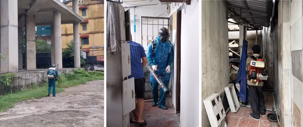 Phường Giảng Võ (quận Ba Đình) ra quân thực hiện vệ sinh môi trường, diệt bọ gậy.