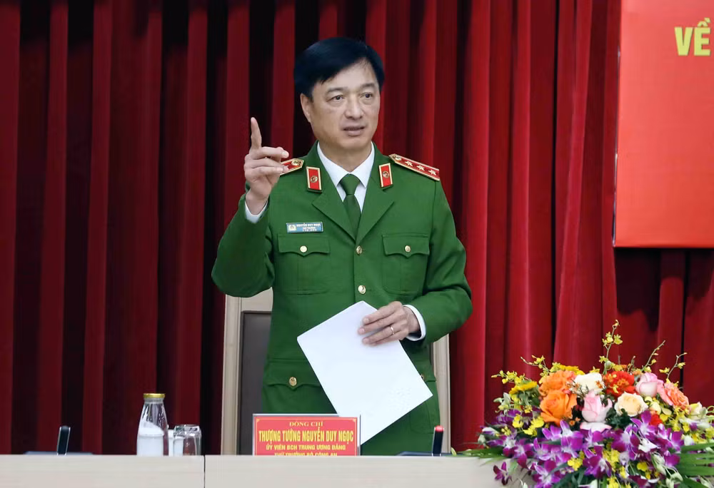 Thượng tướng Nguyễn Duy Ngọc, Thứ trưởng Công an phát biểu tại lễ ký kết.