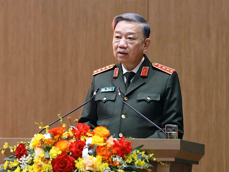 Bộ trưởng Công an Tô Lâm phát biểu.