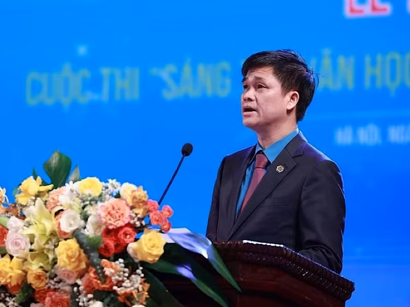 Đồng chí Ngọ Duy Hiểu, Phó Chủ tịch Tổng Liên đoàn Lao Động Việt Nam, Trưởng Ban Chỉ đạo cuộc thi phát biểu tại Lễ trao giải.