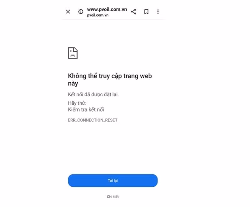 Website của PVOIL bị tấn công ngày 2/4.