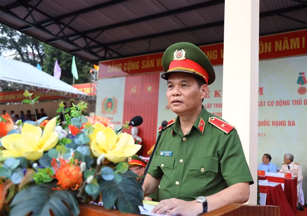 Thiếu tướng Lê Ngọc Châu phát biểu tại lễ kỷ niệm.