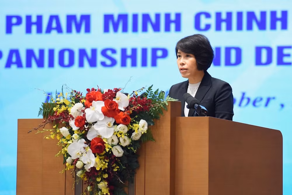 Thứ trưởng Kế hoạch và Đầu tư Nguyễn Thị Bích Ngọc phát biểu.