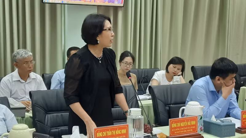 Đại biểu phát biểu ý kiến tại buổi làm việc.