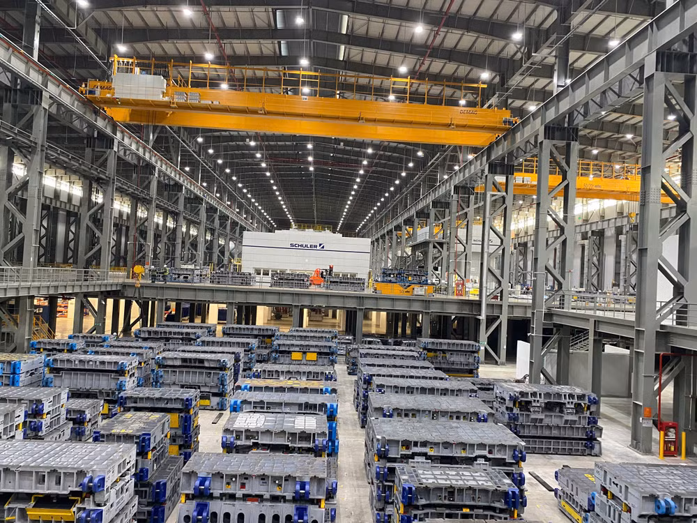 Bên trong dự án Tổ hợp sản xuất ô-tô, xe máy điện VinFast tại đảo Cát Hải, thành phố Hải Phòng.