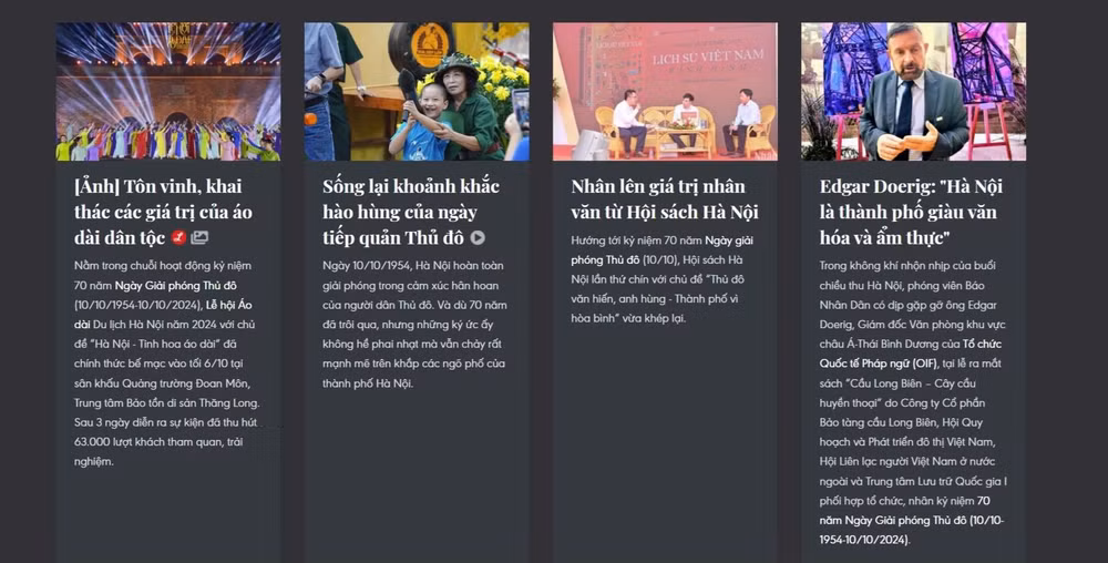 Chuyên mục “Hà Nội nghìn năm văn hiến” là những bài viết giới thiệu về những nét văn hóa đặc sắc của Hà Nội như ẩm thực, nghề thủ công, văn hóa nghệ thuật truyền thống, các di sản văn hóa….