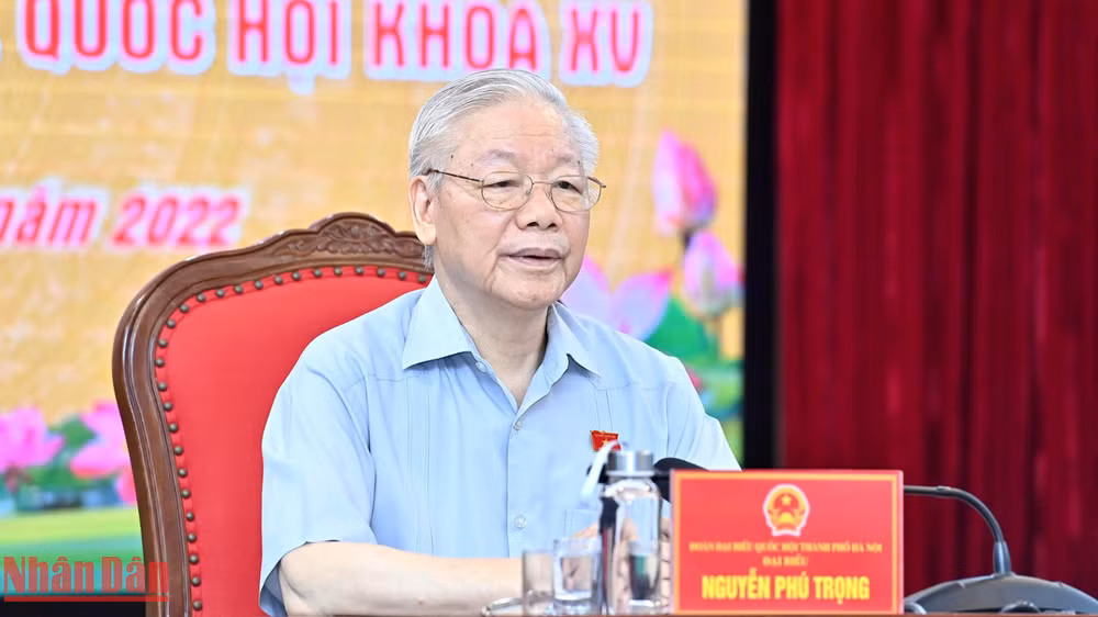 Tổng Bí thư Nguyễn Phú Trọng dự hội nghị tiếp xúc cử tri đơn vị bầu cử số 1, thành phố Hà Nội.