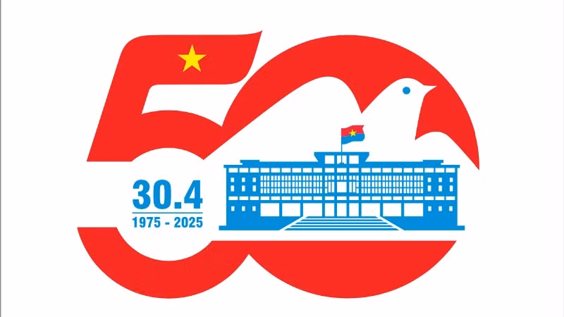 Biểu trưng kỷ niệm 50 năm Ngày Giải phóng miền nam thống nhất đất nước.