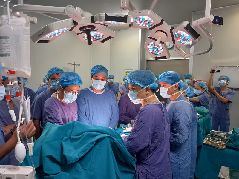 Các bác sĩ lấy tạng hiến từ người cho chết não.