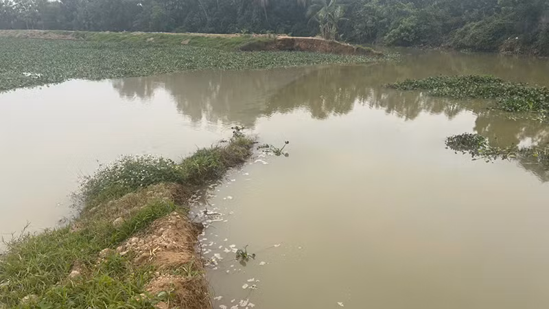 Đoạn kênh bị sạt, lở.