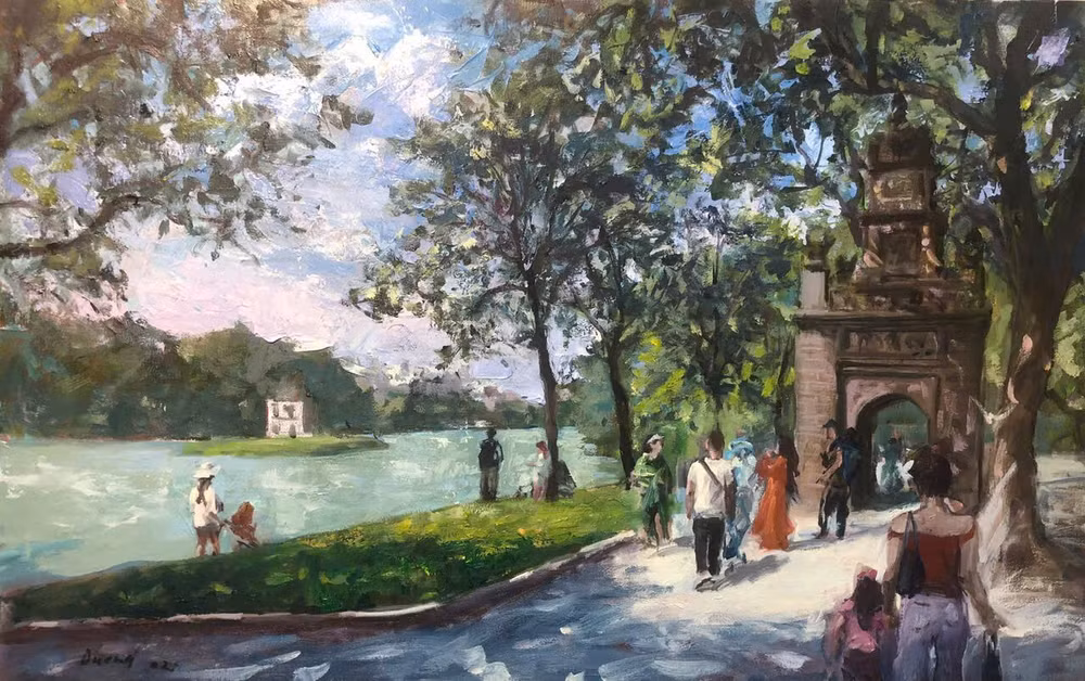 "Nắng Hồ Gươm" (Sơn dầu trên toan) của họa sĩ Ngô Quang Dương. "Nắng Hồ Gươm" (Sơn dầu trên toan) của họa sĩ Ngô Quang Dương.