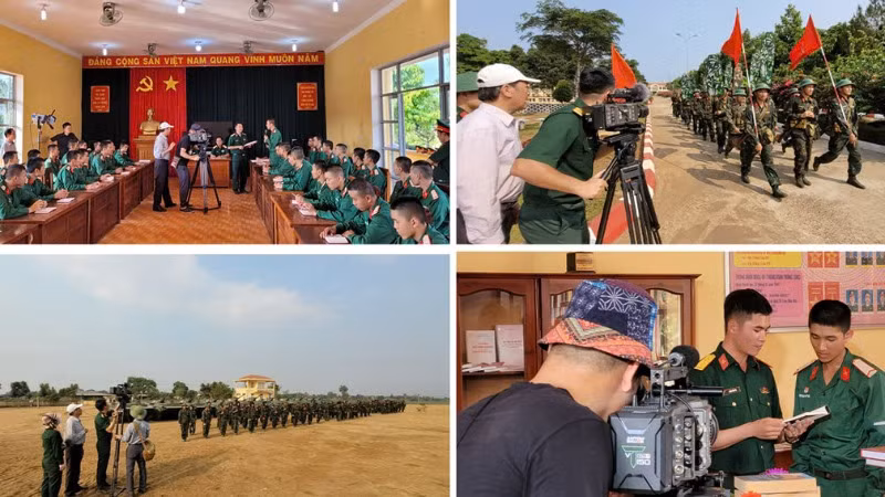 Một số hình ảnh ghi hình phim tài liệu "Vững bước dưới cờ Đảng".