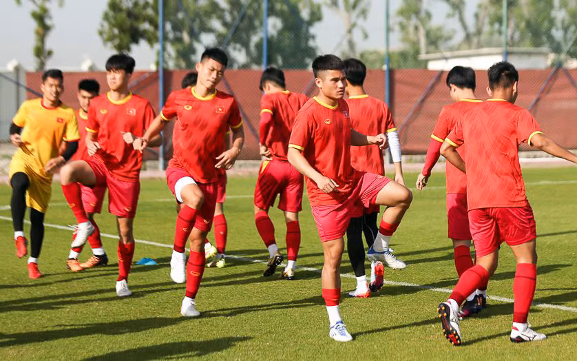 Các cầu thủ U20 Việt Nam tập luyện chuẩn bị cho Giải bóng đá U20 châu Á. (Ảnh VFF)