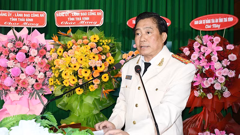 Đại tá Nguyễn Thanh Hải phát biểu tại buổi lễ.