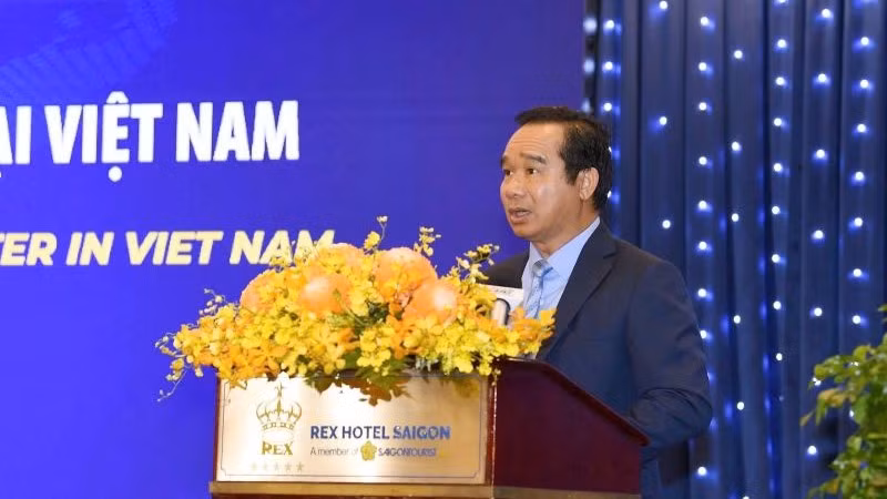 Ủy viên Trung ương Đảng, Chủ tịch Ủy ban nhân dân Thành phố Hồ Chí Minh Nguyễn Văn Được phát biểu tại hội nghị.