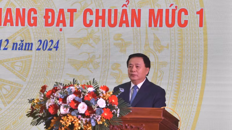 Đồng chí Nguyễn Xuân Thắng phát biểu tại buổi lễ.