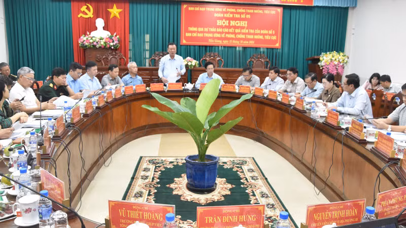 Đồng chí Đoàn Hồng Phong phát biểu tại buổi công bố dự thảo báo cáo kết quả kiểm tra.