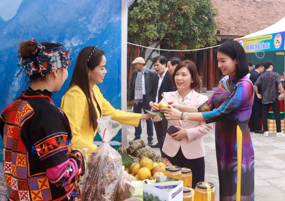 Các gian hàng tại triển lãm thu hút sự quan tâm của du khách.