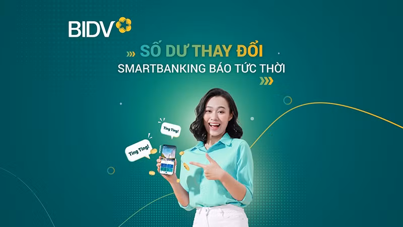 Nhận biến động số dư với mức phí 0 đồng tại BIDV