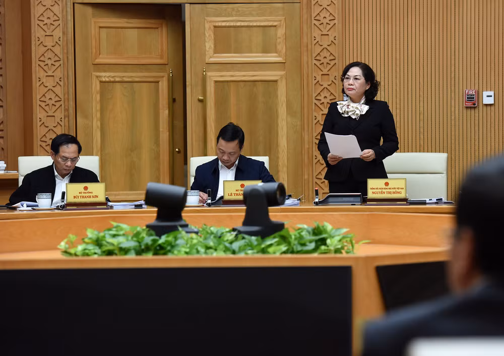 Thống đốc Ngân hàng Nhà nước Việt Nam Nguyễn Thị Hồng phát biểu.