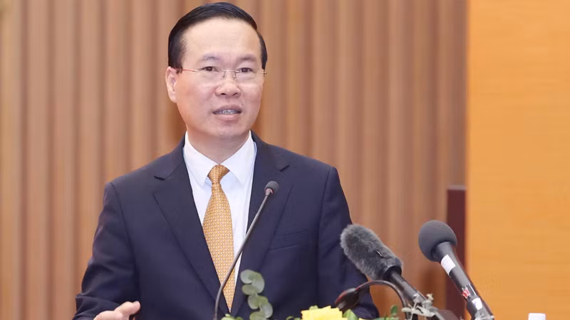 Chủ tịch nước Võ Văn Thưởng phát biểu. (Ảnh: Thống Nhất/TTXVN)