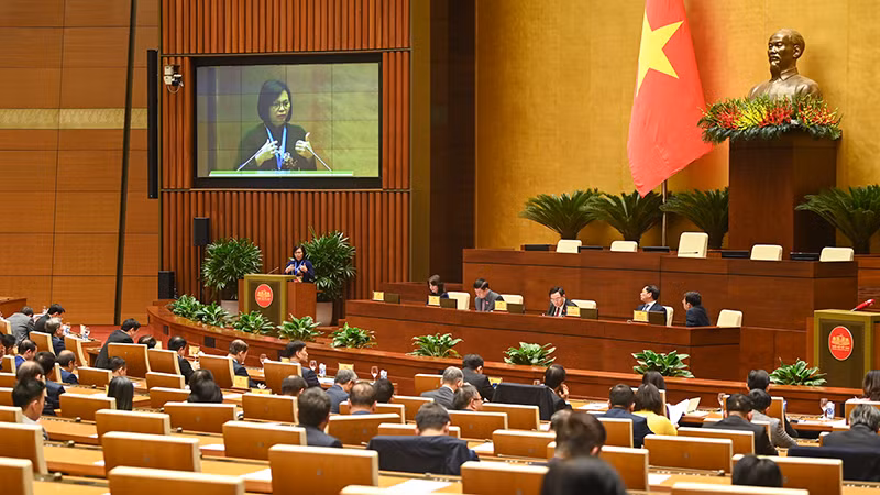 Quang cảnh buổi gặp mặt tại Nhà Quốc hội. (Ảnh: DUY LINH)