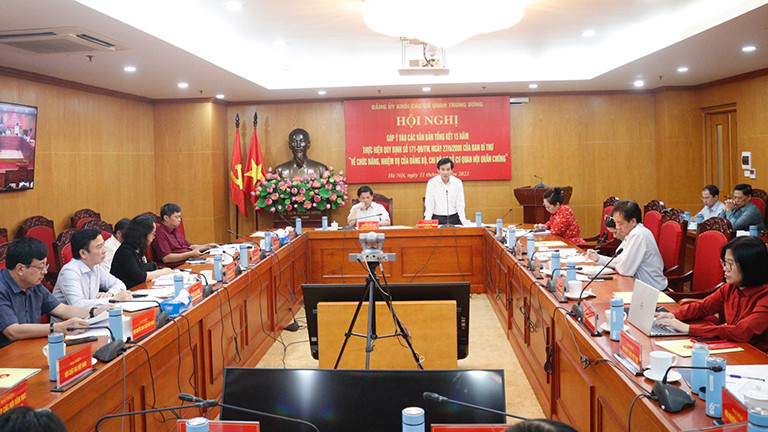 Toàn cảnh hội nghị ở điểm cầu chính - cơ quan Đảng ủy Khối các cơ quan trung ương.