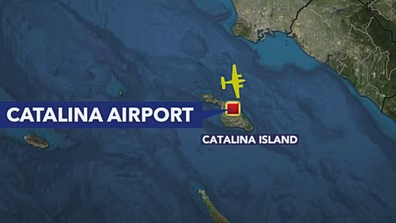 Bản đồ hiển thị vị trí của sân bay đảo Catalina. (Nguồn: KTLA)