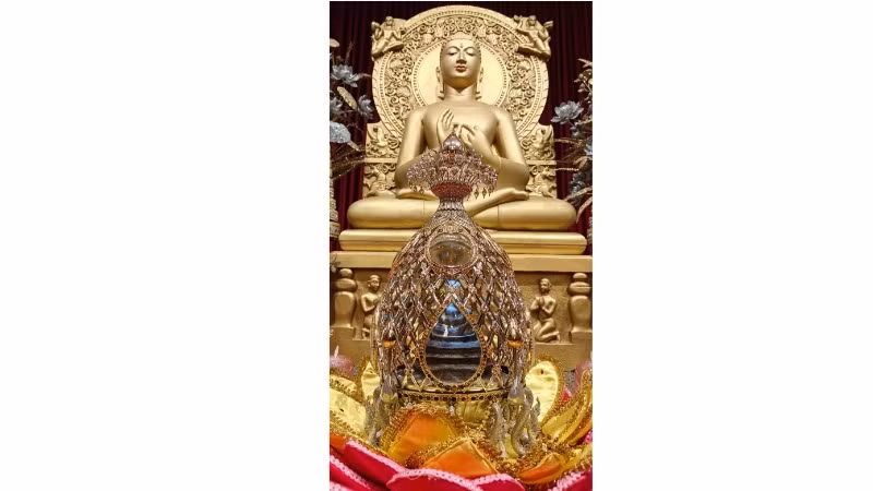 Hình ảnh xá lợi Phật được cung rước về Việt Nam. (Ảnh: Đại sứ quán Ấn Độ tại Việt Nam)