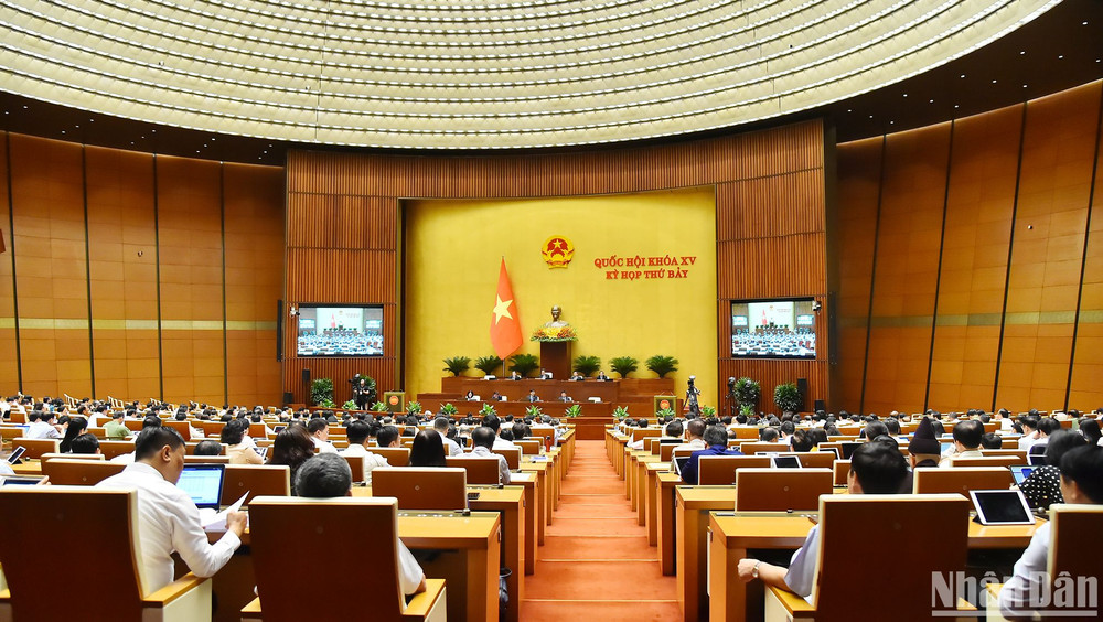 Quang cảnh phiên họp của Quốc hội chiều 21/5. (Ảnh: THỦY NGUYÊN)
