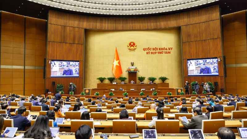 Quang cảnh phiên thảo luận của Quốc hội sáng 28/11. (Ảnh: DUY LINH)