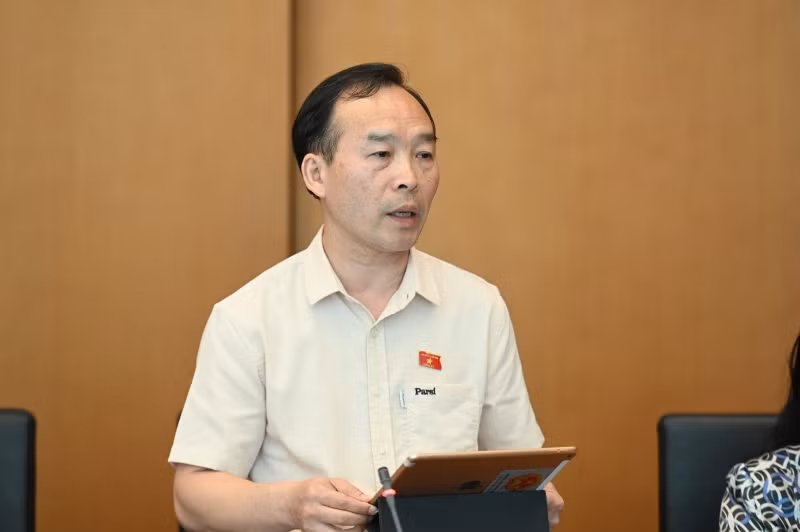 Đại biểu Trần Văn Tuấn (Đoàn Bắc Giang) phát biểu. (Ảnh: BÙI GIANG)