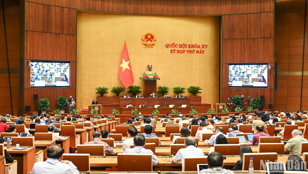 Phiên họp tại Kỳ họp thứ 7 của Quốc hội khóa XV. (Ảnh: DUY LINH)