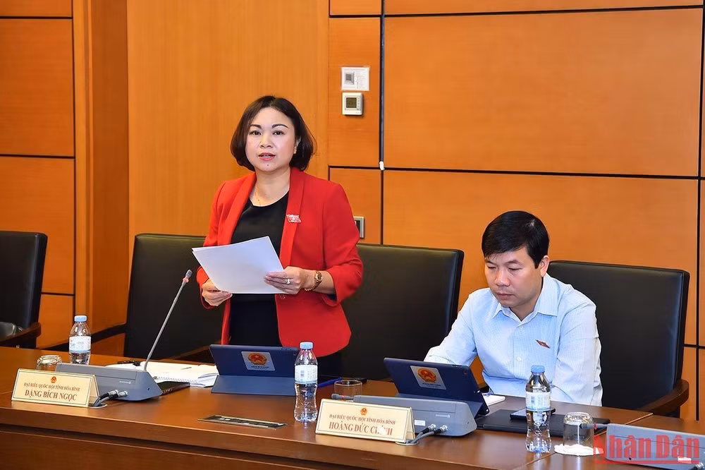 Đại biểu Đặng Bích Ngọc (Hòa Bình) phát biểu thảo luận. (Ảnh: THỦY NGUYÊN)