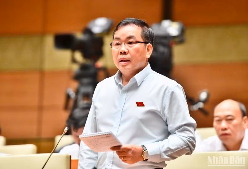 Đại biểu Nguyễn Quang Huân (Bình Dương) phát biểu. (Ảnh: ĐĂNG KHOA)