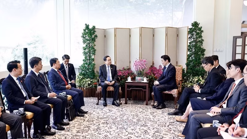 Quang cảnh buổi hội kiến. (Ảnh: TTXVN)