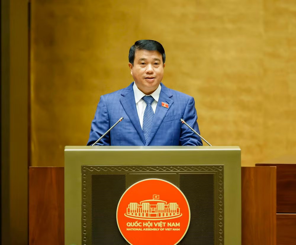 Chủ tịch Hội đồng Dân tộc của Quốc hội Y Thanh Hà Niê Kđăm trình bày Báo cáo thẩm tra dự thảo Nghị quyết về một số cơ chế, chính sách đặc thù thực hiện các chương trình mục tiêu quốc gia. (Ảnh: DUY LINH)