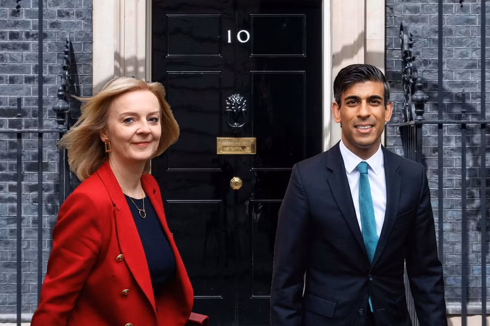 Ngoại trưởng Anh Liz Truss (trái) và Cựu Bộ trưởng Tài chính Rishi Sunak. (Ảnh: Getty Images)