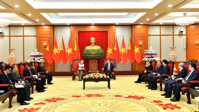 Quang cảnh buổi tiếp. (Ảnh: ĐĂNG KHOA)