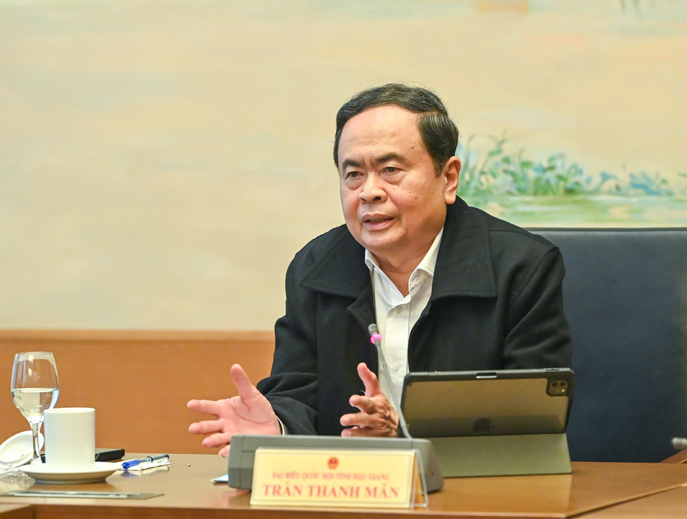 Chủ tịch Quốc hội Trần Thanh Mẫn phát biểu ý kiến tại phiên thảo luận tổ. (Ảnh: DUY LINH)