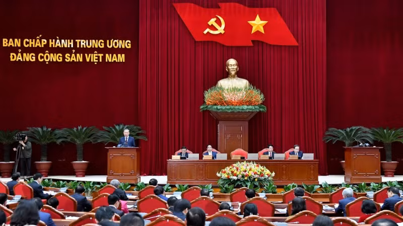 Phiên khai mạc Hội nghị Ban Chấp hành Trung ương Đảng khóa XIII. (Ảnh: ĐĂNG KHOA)