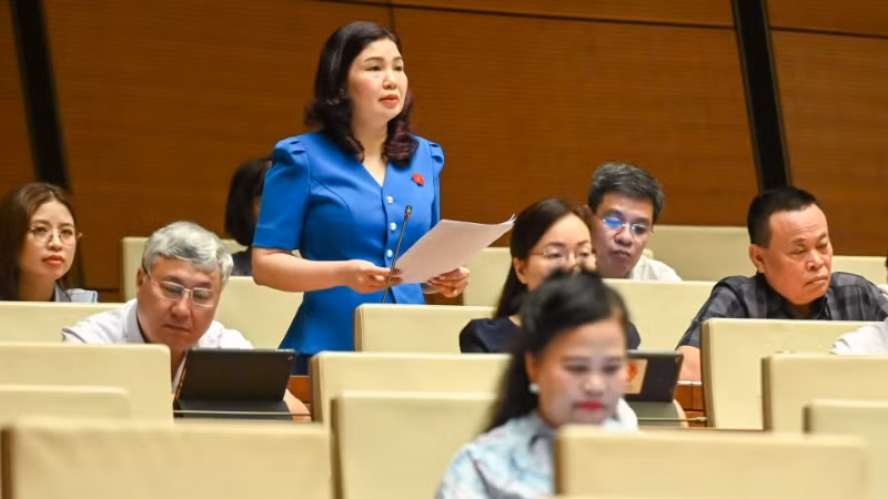 Đại biểu Trần Thị Vân (Bắc Ninh) phát biểu. (Ảnh: BÙI GIANG) Đại biểu Trần Thị Vân (Bắc Ninh) phát biểu. (Ảnh: BÙI GIANG)