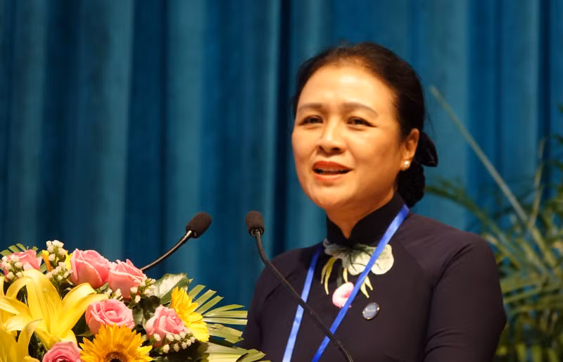 Đại sứ Nguyễn Phương Nga-Chủ tịch Liên hiệp các tổ chức hữu nghị Việt Nam phát biểu tại Hội nghị toàn quốc công tác đối ngoại nhân dân năm 2023.