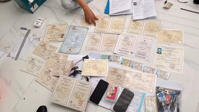 Các loại giấy tờ thành phẩm được làm giả.