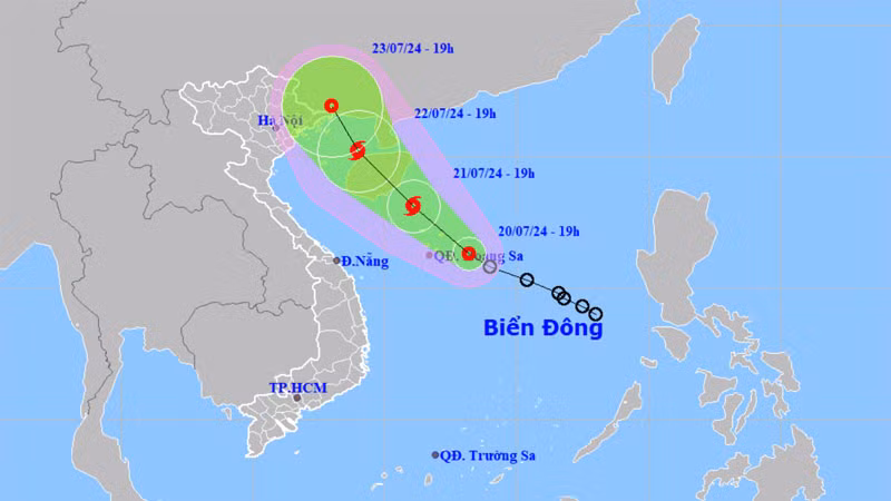 Vị trí và hướng di chuyển của áp thấp nhiệt đới. (Nguồn: nchmf.gov.vn)